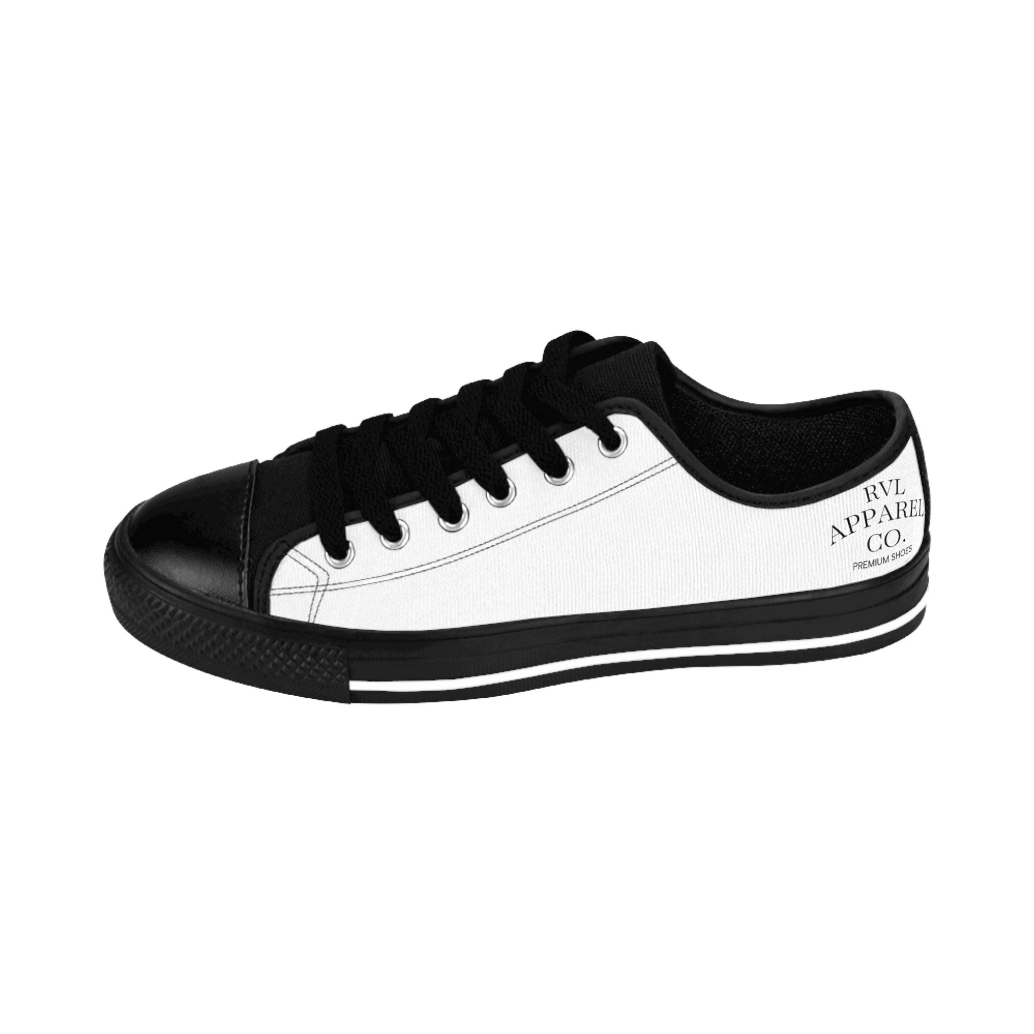 Classic Low-Top Sneakers — Black & White Canvas Trainers - Image 4