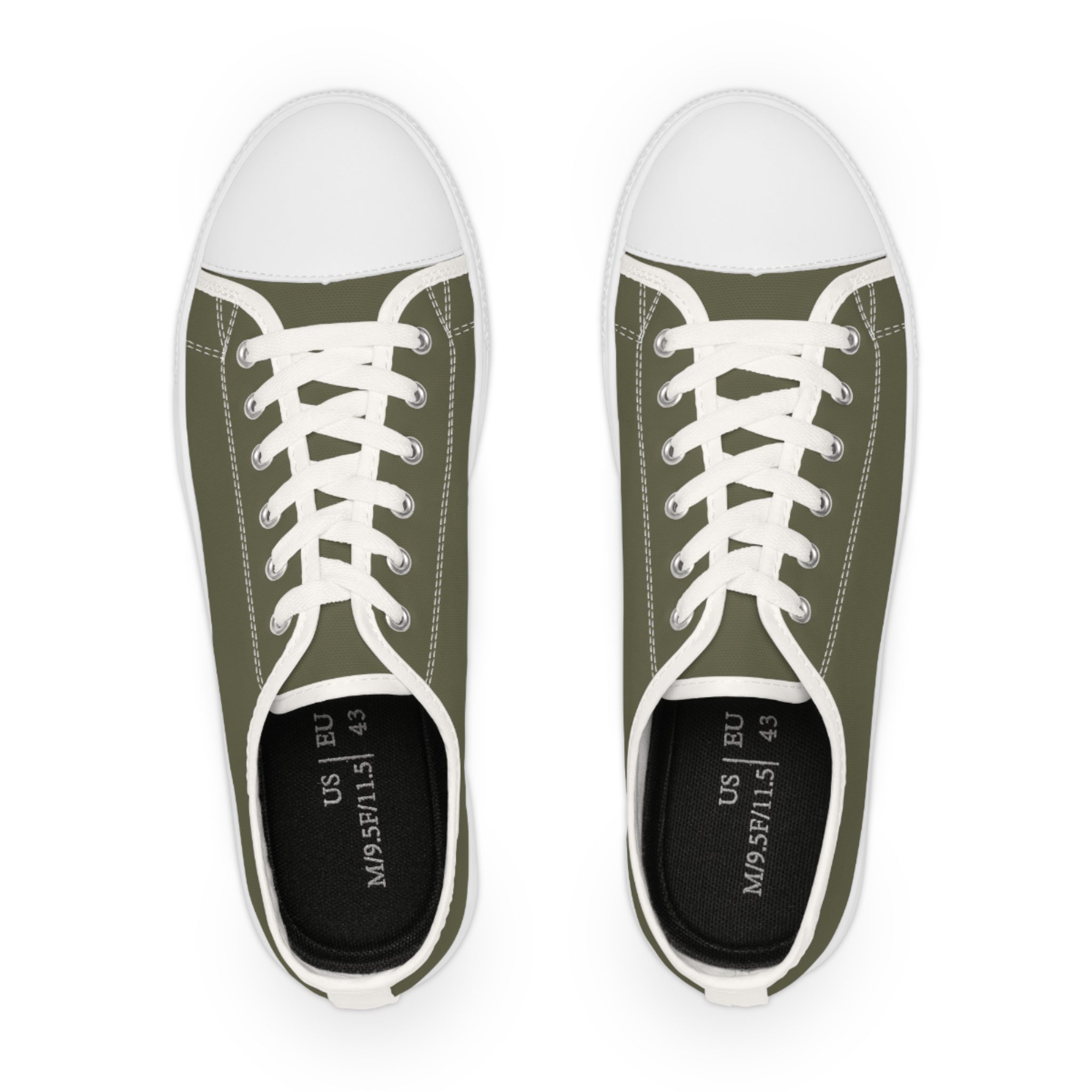 Olive Low Top Sneakers — Casual Canvas Trainers - Image 2