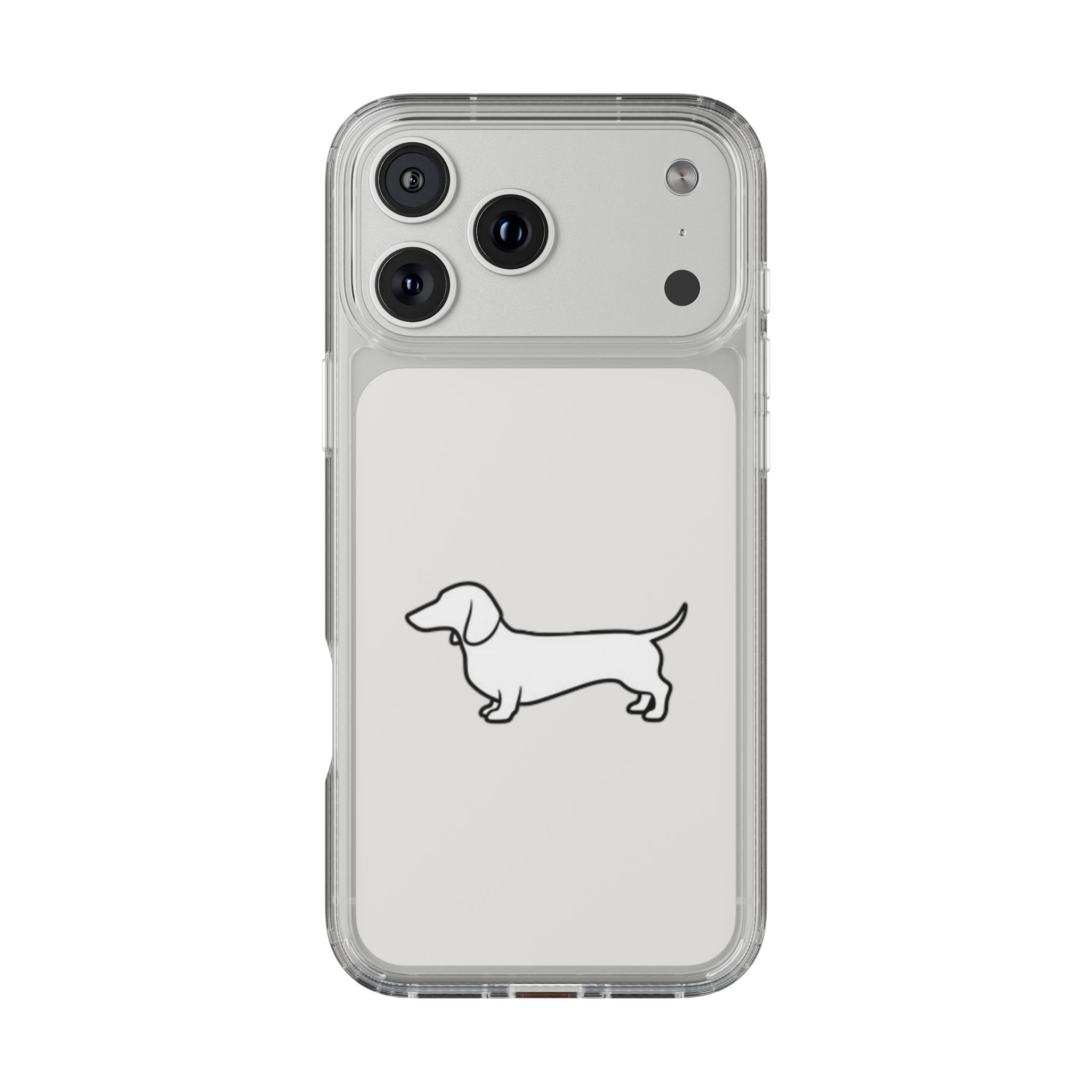 Clear Phone Case — Minimal White Teckel Dog Silhouette - Image 3