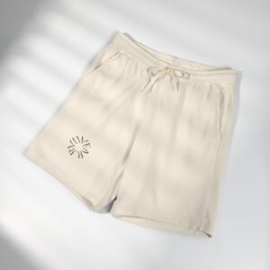 Lightweight Fleece Sweat Shorts — Minimal Sunburst Pocket Graphic