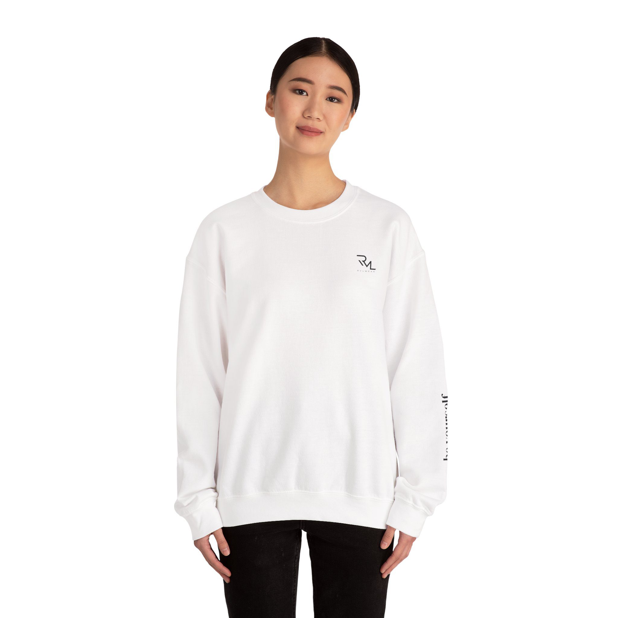 RVL Apparel Co. Crewneck Sweatshirt — Minimal Logo White Pullover - Image 3