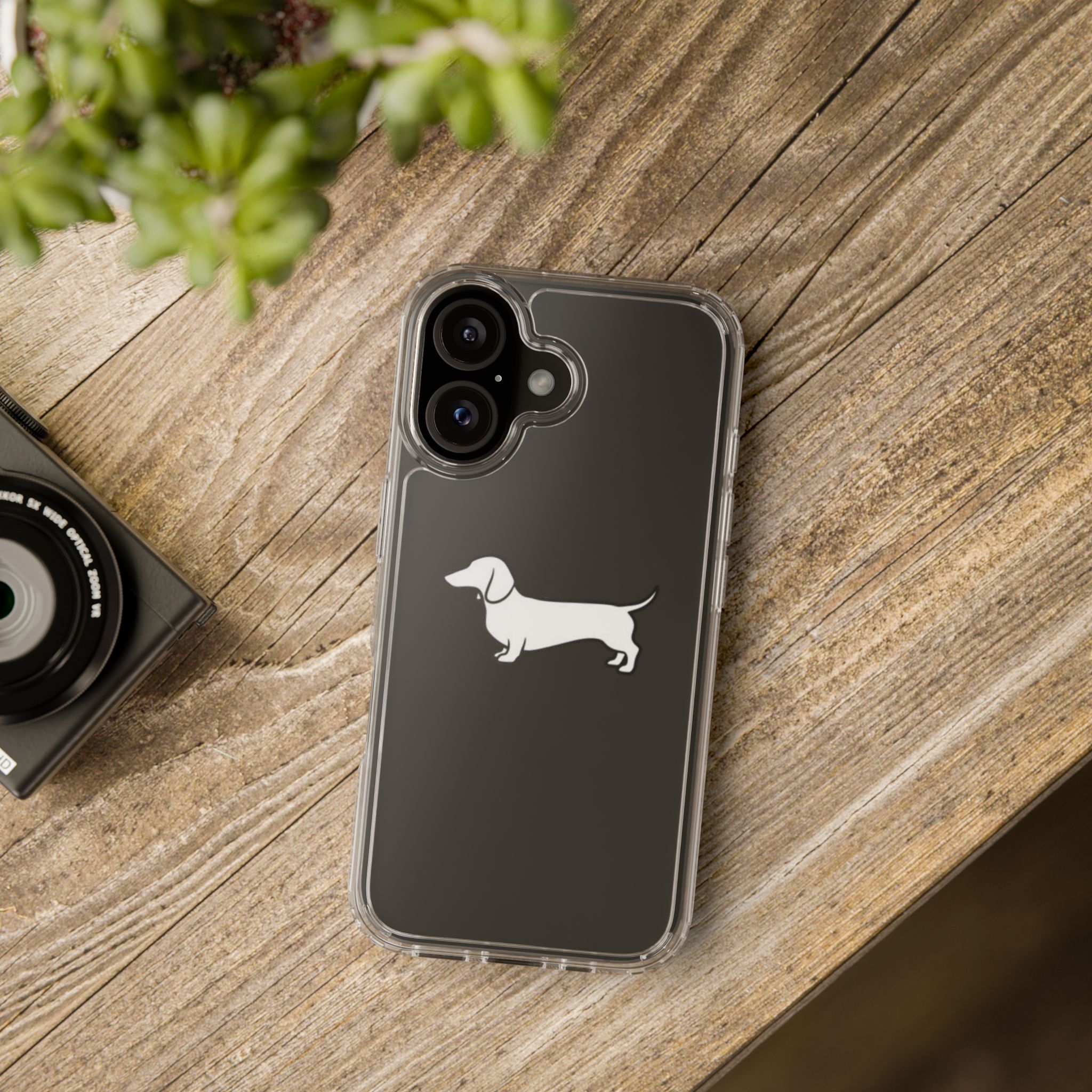Clear Phone Case — Minimal White Teckel Dog Silhouette - Image 6