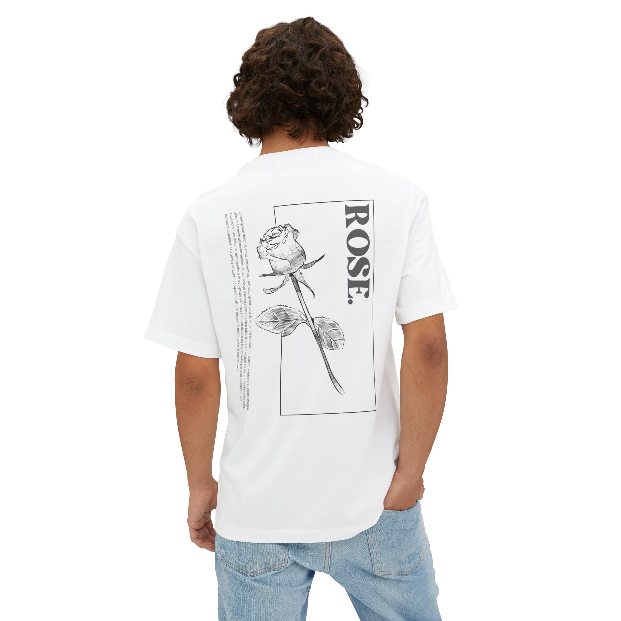 Rose Graphic Tee — Minimalist Monochrome Back Print - Image 5