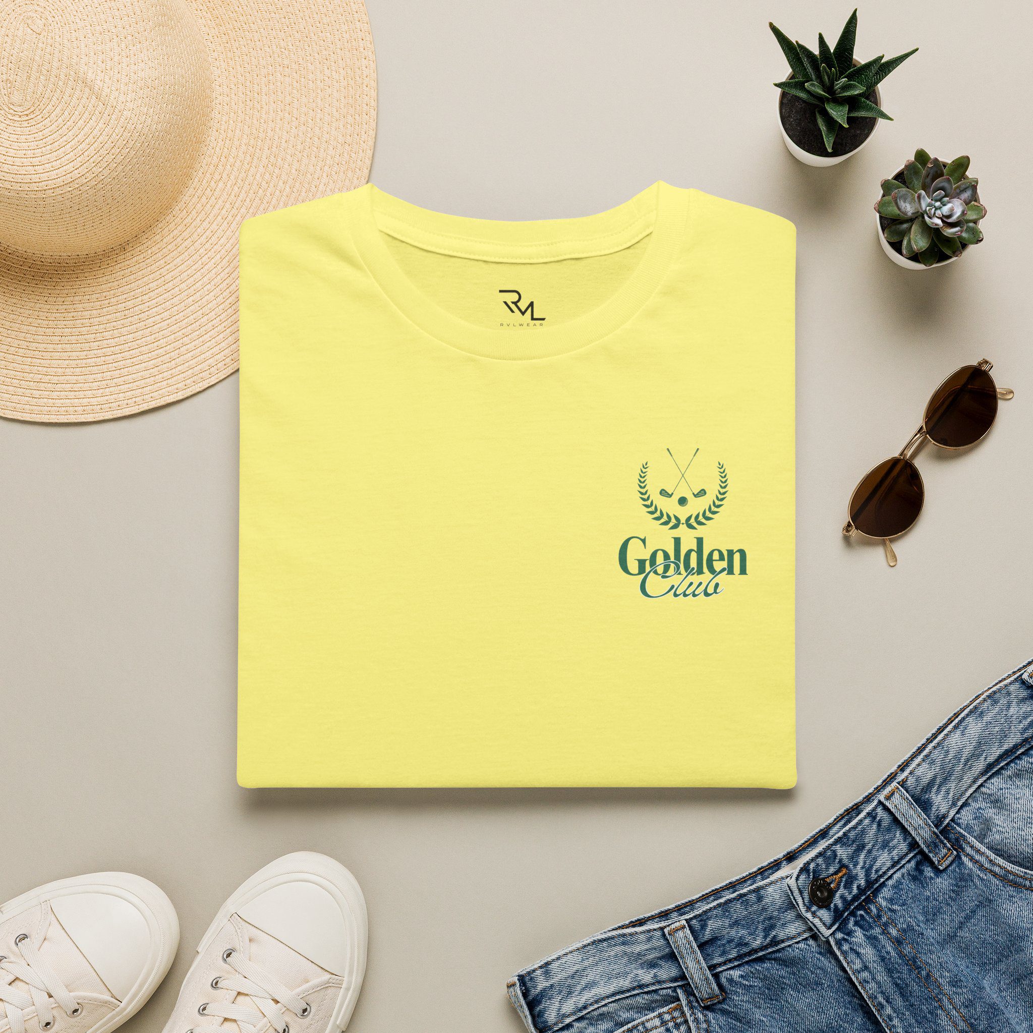Golden Club T-Shirt — Minimal Leaf Logo Tee - Image 9