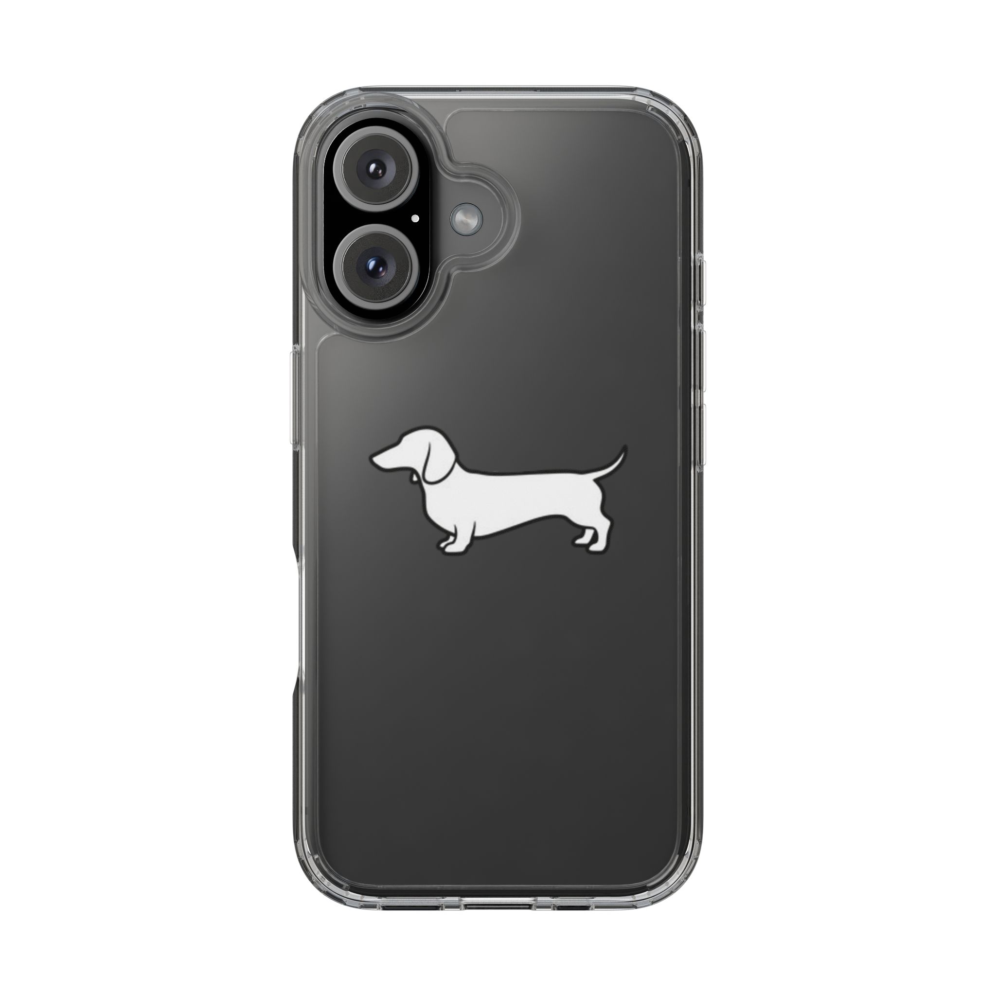 Clear Phone Case — Minimal White Teckel Dog Silhouette - Image 4