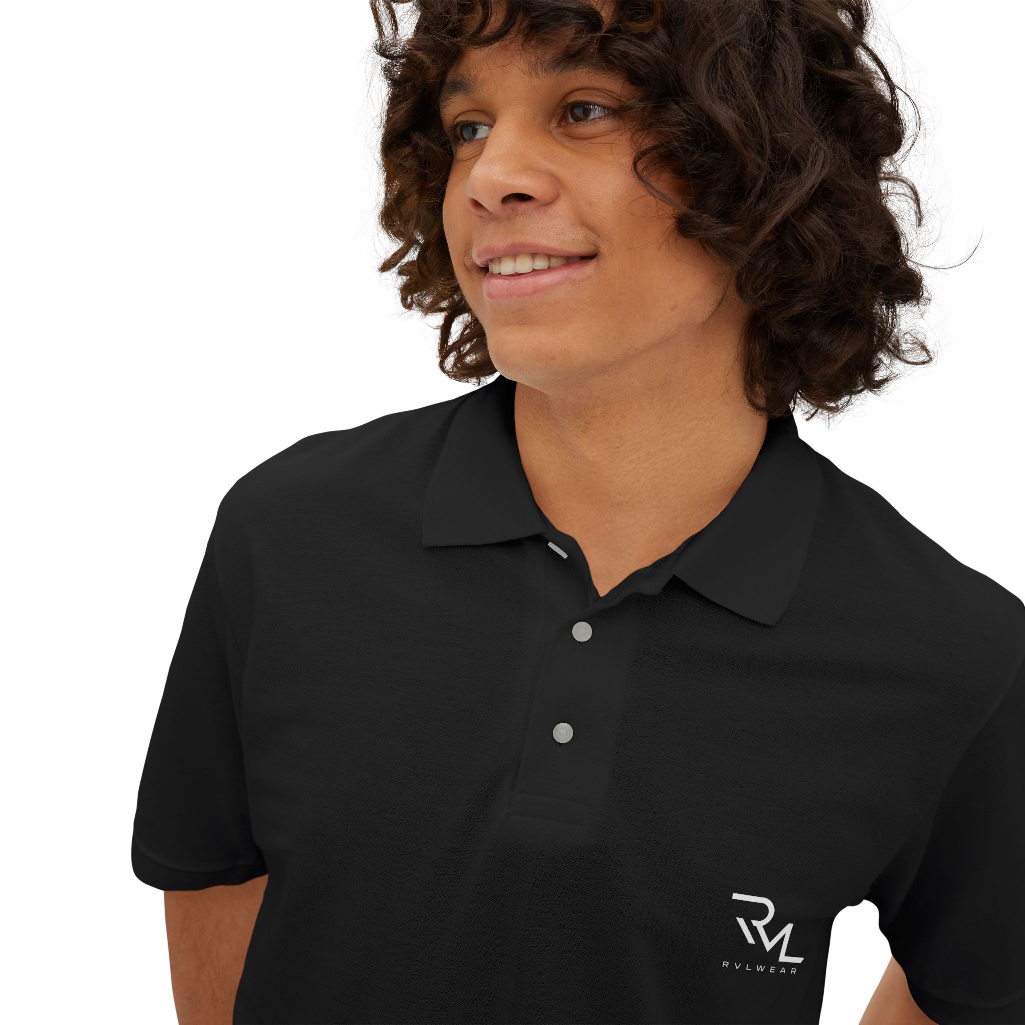 Men's White Piqué Polo Shirt — Minimal Monogram Chest Logo, Classic Golf & Casual Wear - Image 10