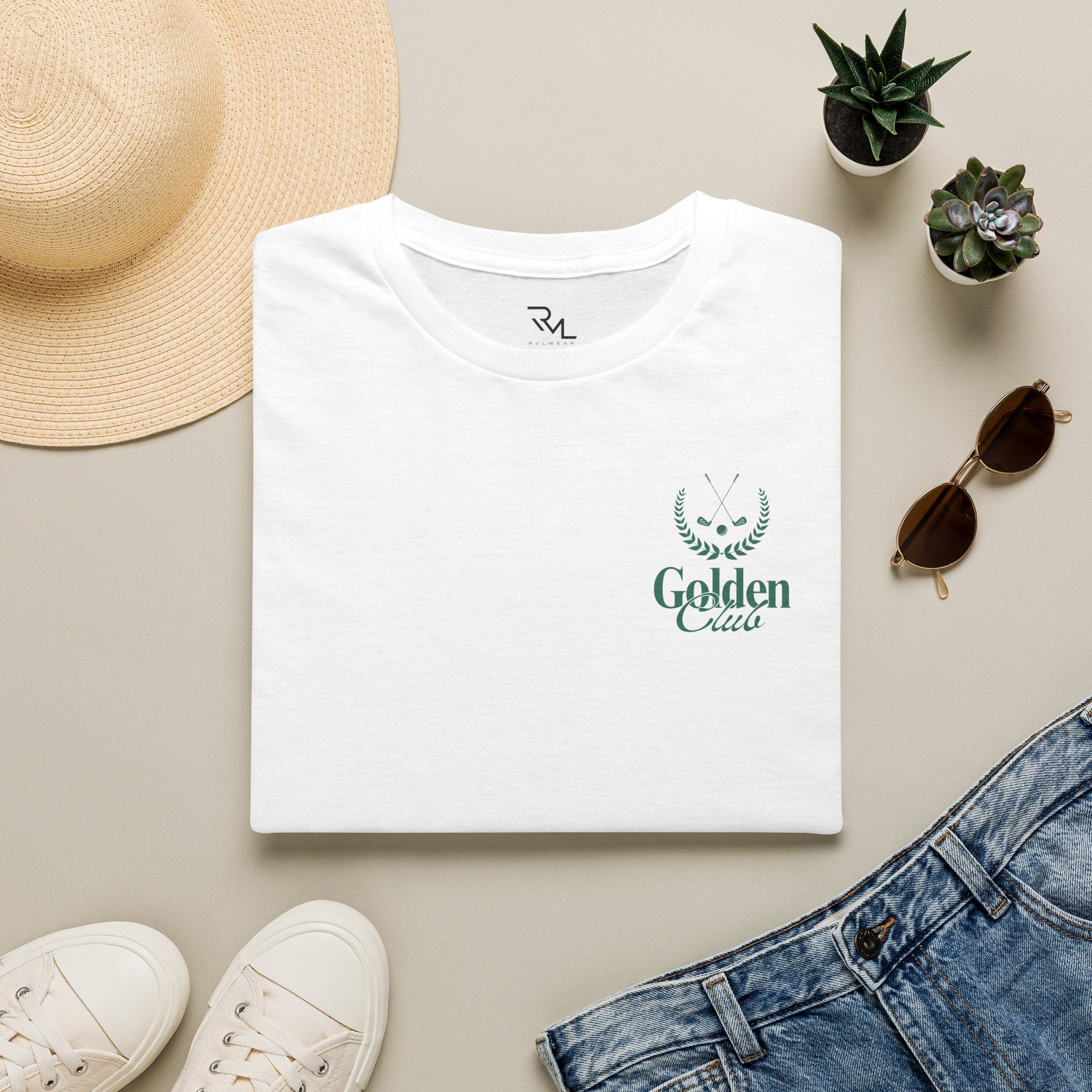 Golden Club T-Shirt — Minimal Leaf Logo Tee - Image 2