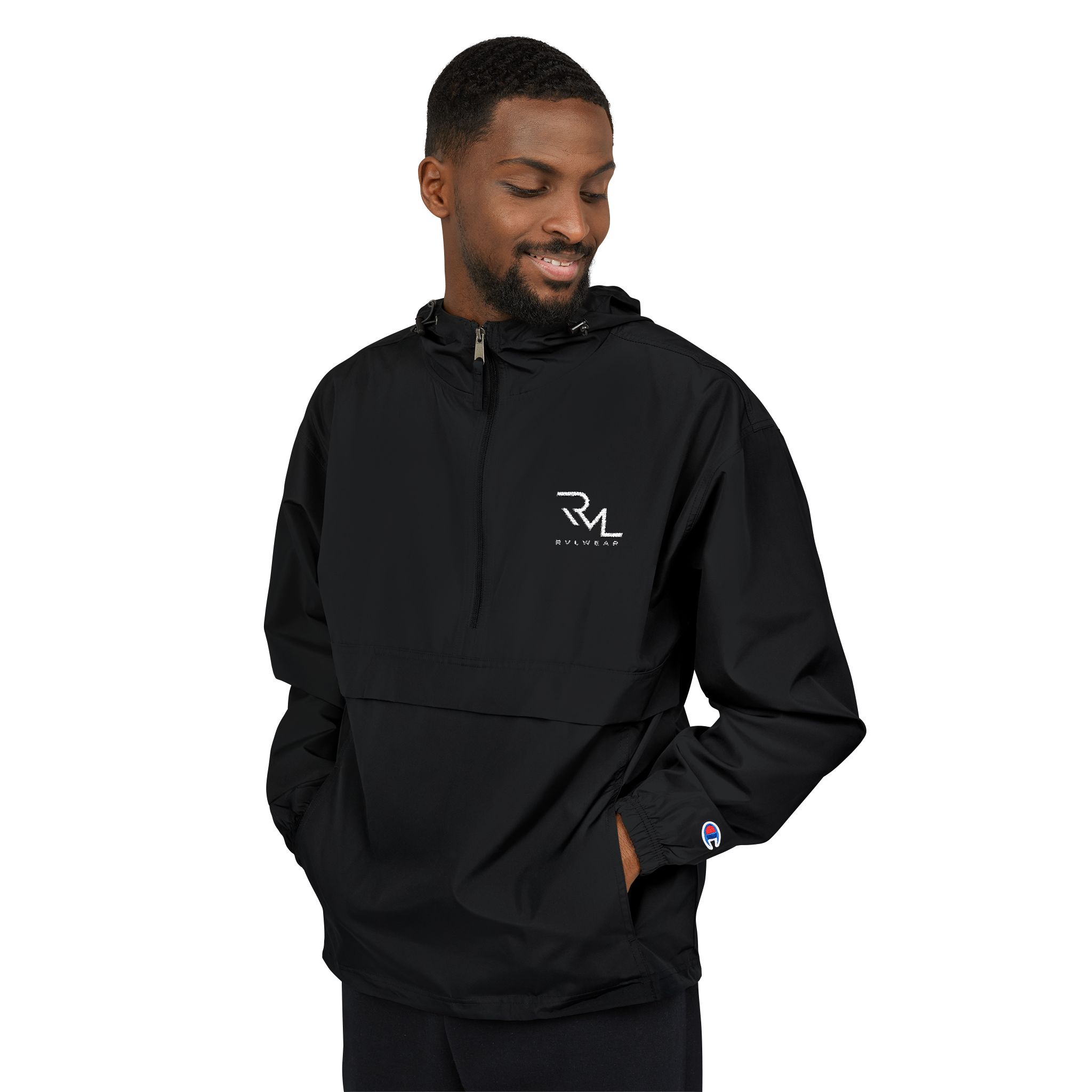 Packable Champion Anorak Jacket — Black Lightweight Windbreaker