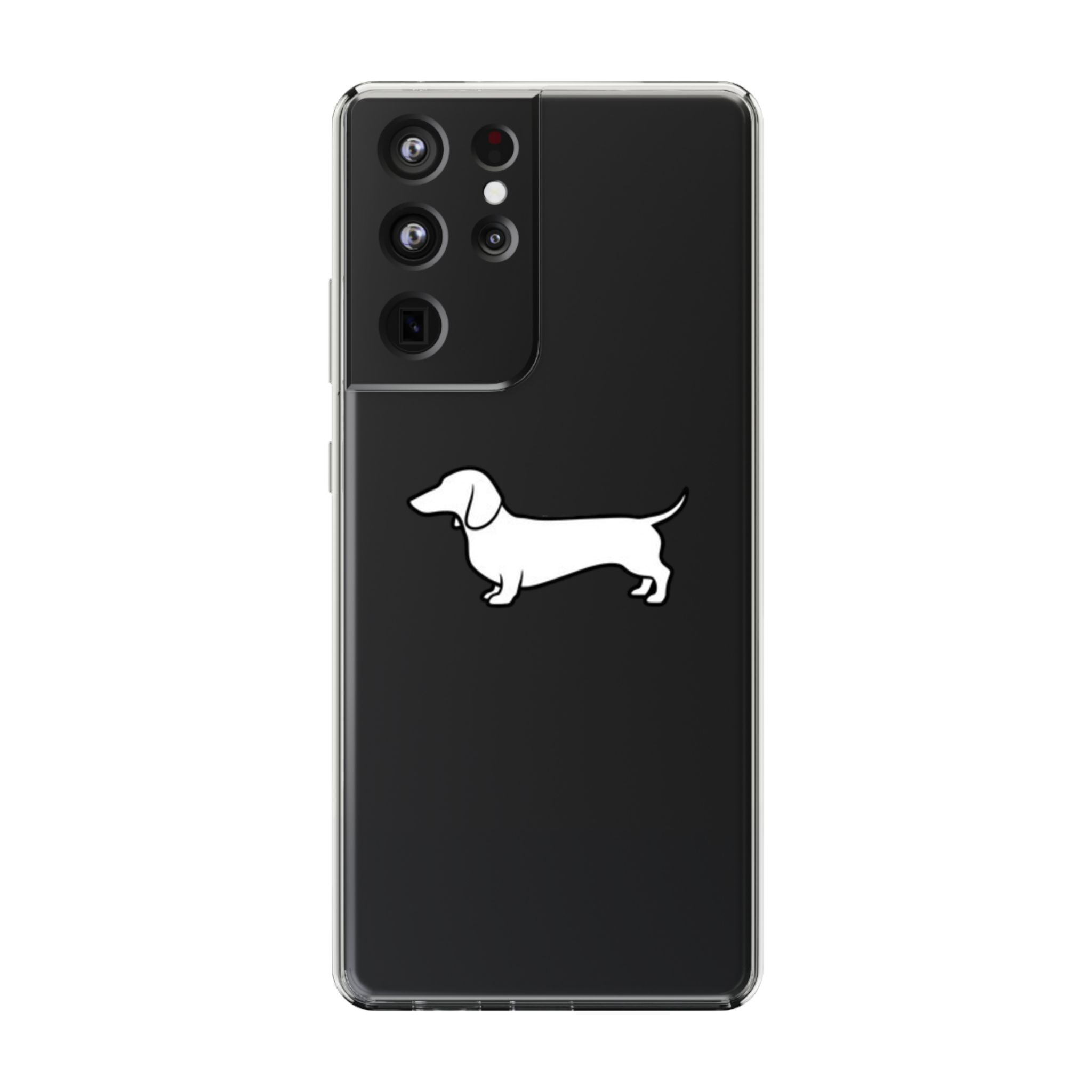Clear Phone Case — Minimal White Teckel Dog Silhouette - Image 7