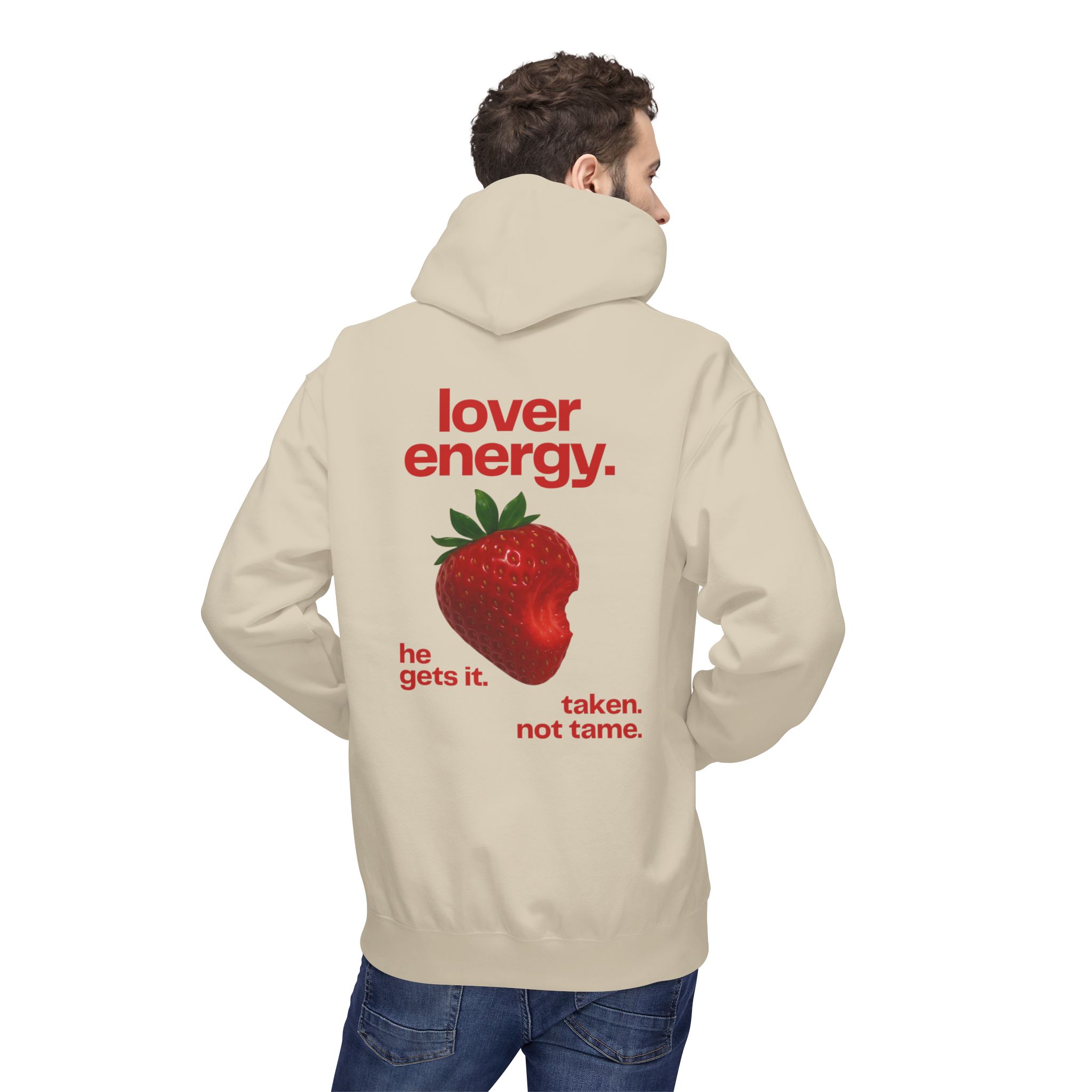 Lover Energy Hoodie — Strawberry Graphic ‘he gets it. taken. not tame.’ - Image 12