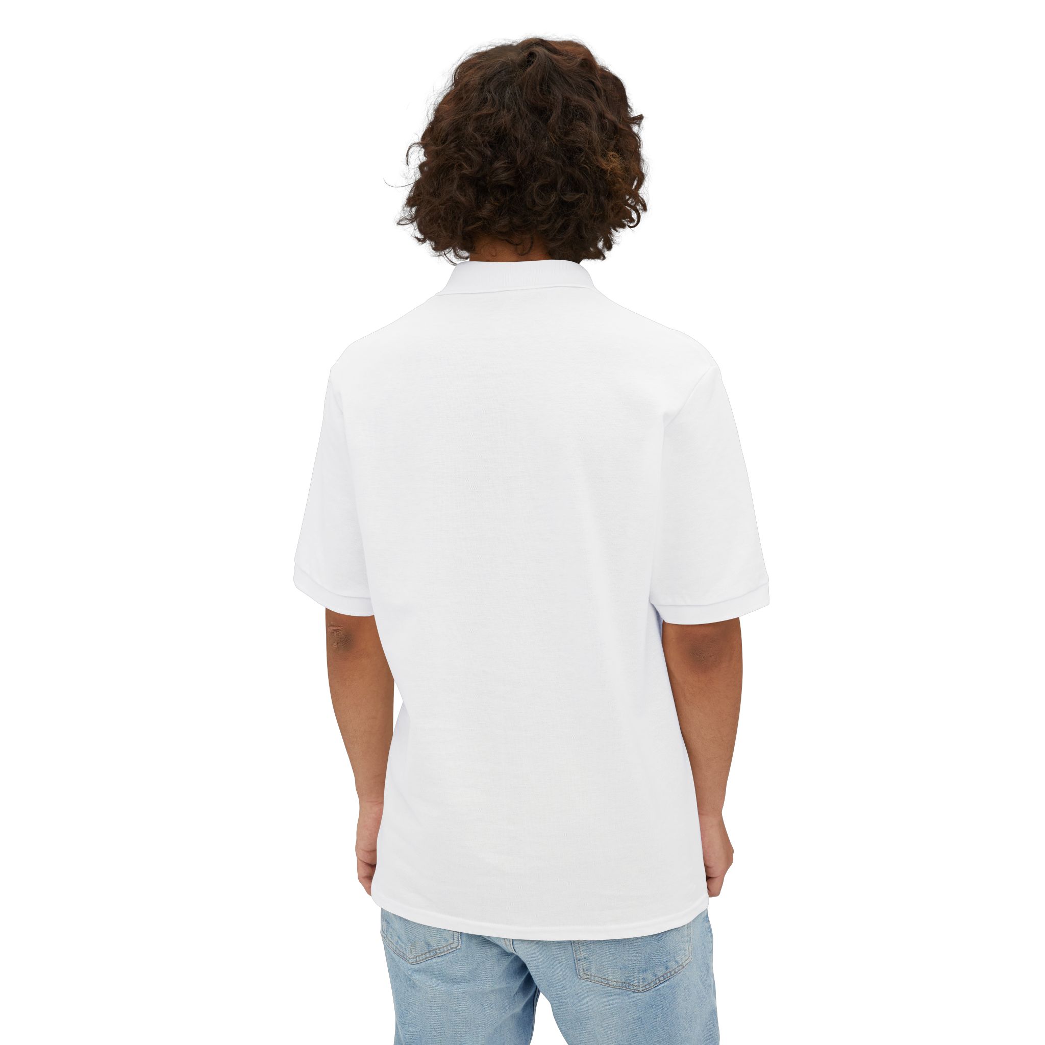 Men's White Piqué Polo Shirt — Minimal Monogram Chest Logo, Classic Golf & Casual Wear - Image 4