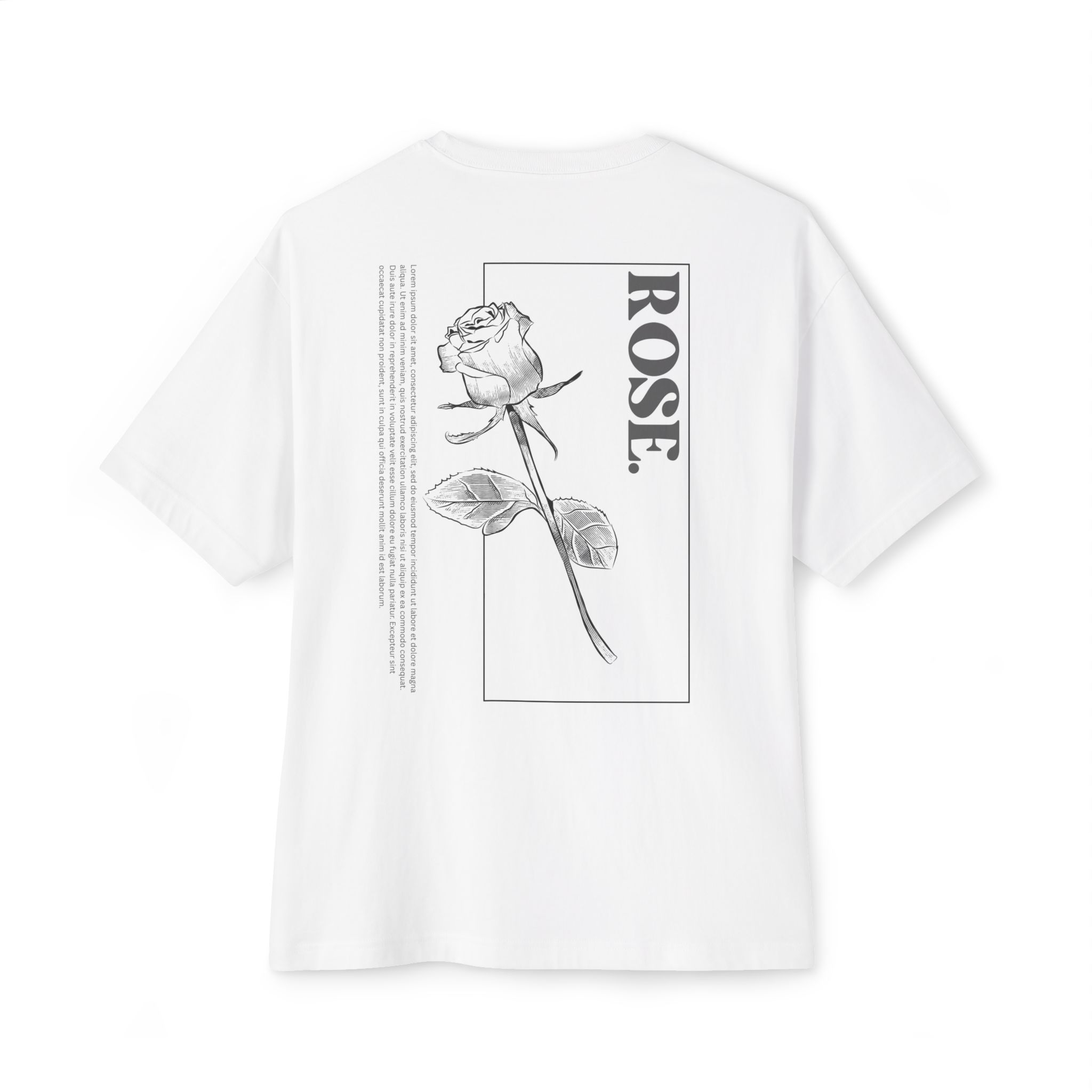 Rose Graphic Tee — Minimalist Monochrome Back Print