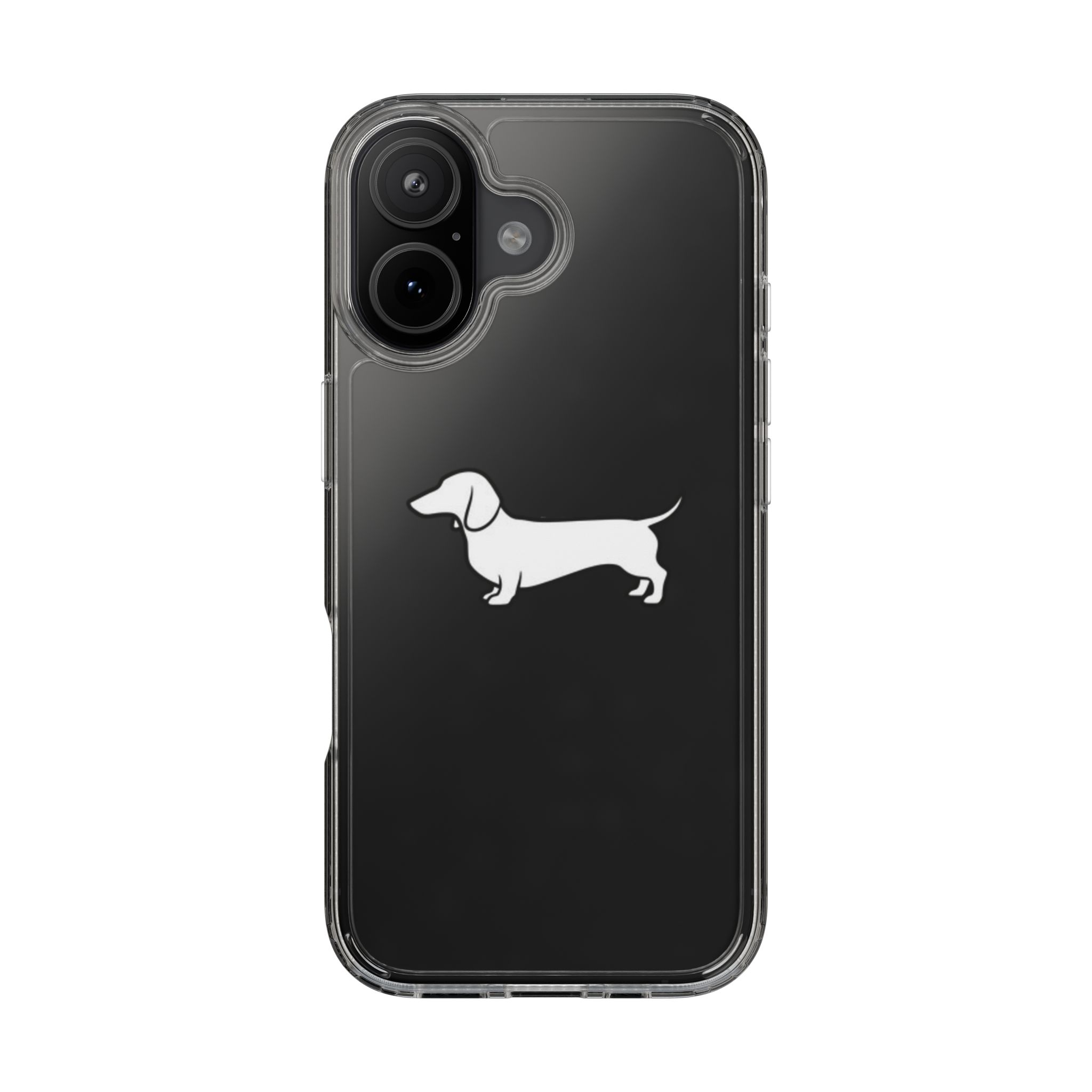 Clear Phone Case — Minimal White Teckel Dog Silhouette - Image 8