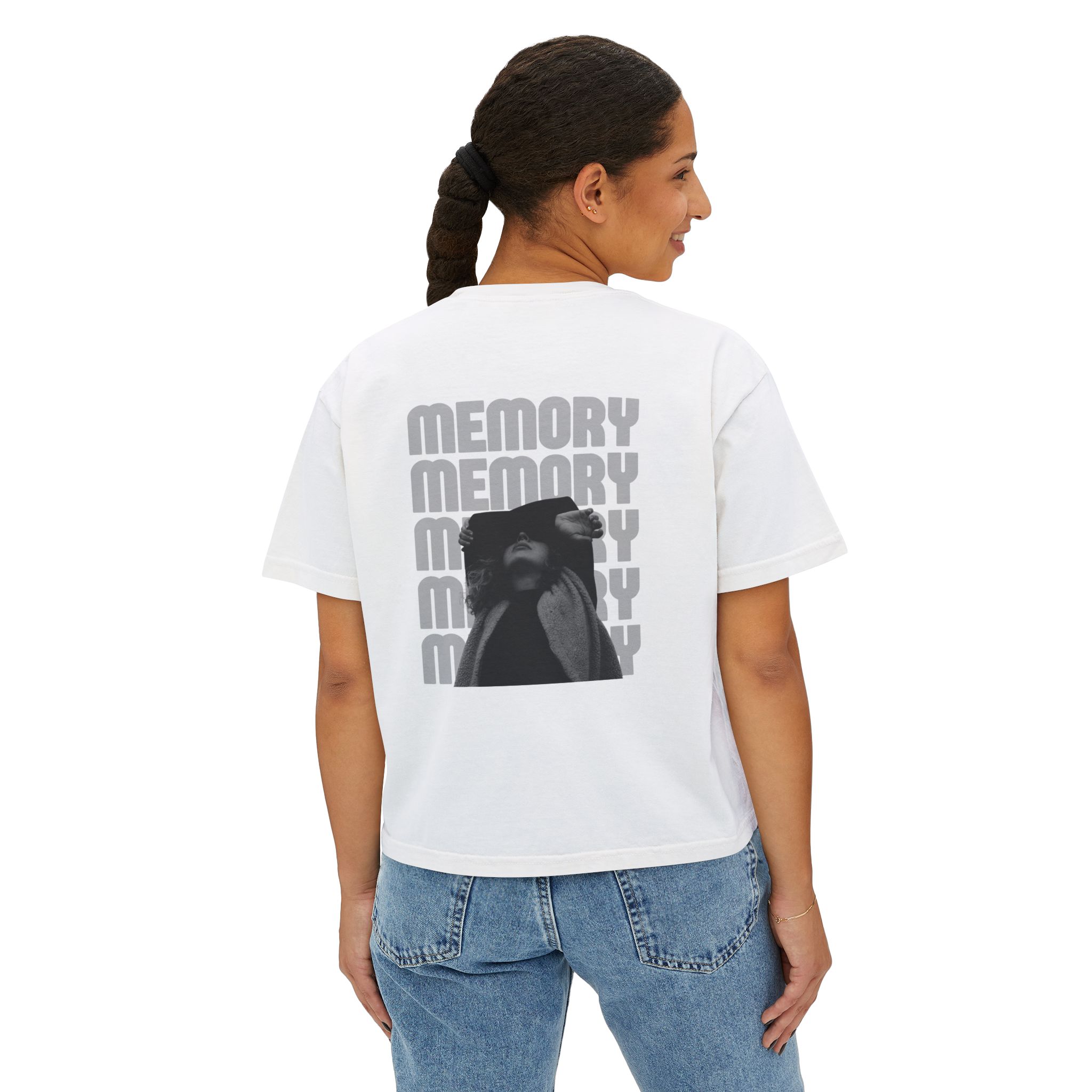 Memory Retro Boxy Tee – Vintage Photo Graphic Women's Crop Shirt
