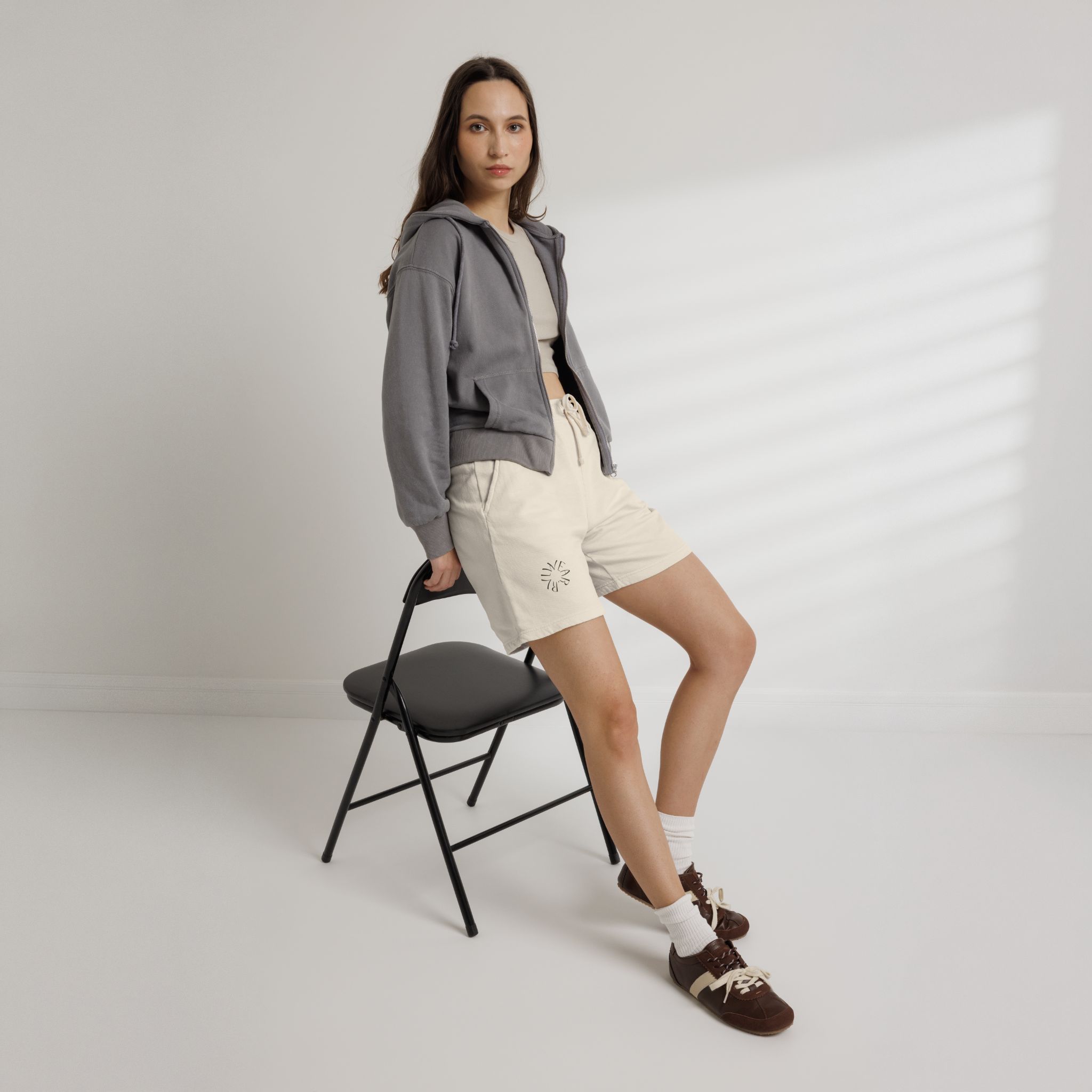 Lightweight Fleece Sweat Shorts — Minimal Sunburst Pocket Graphic - Image 4