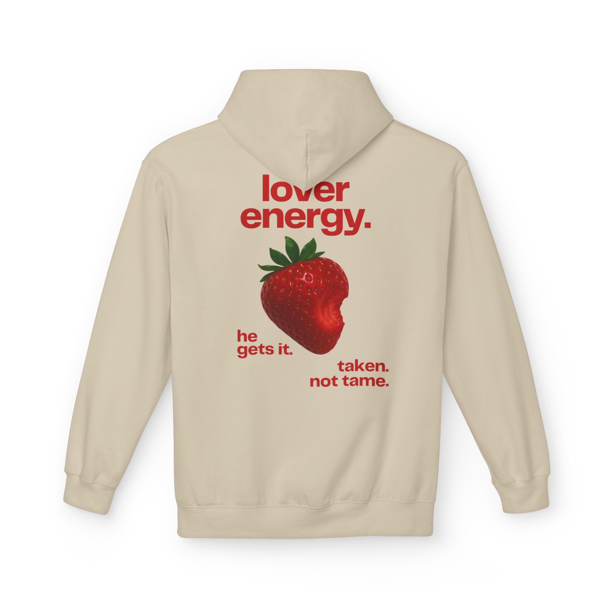Lover Energy Hoodie — Strawberry Graphic ‘he gets it. taken. not tame.’ - Image 10