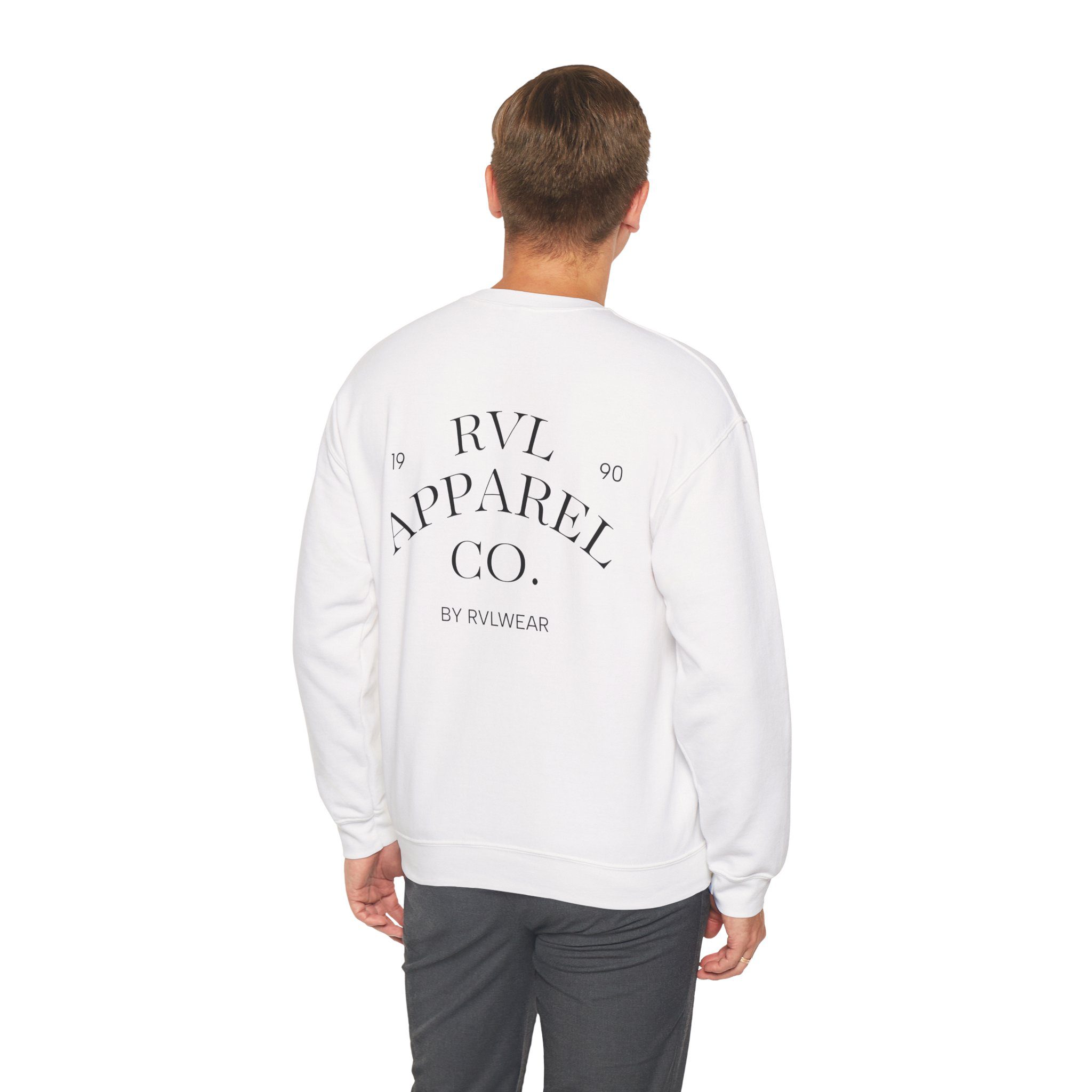 RVL Apparel Co. Crewneck Sweatshirt — Minimal Logo White Pullover - Image 7