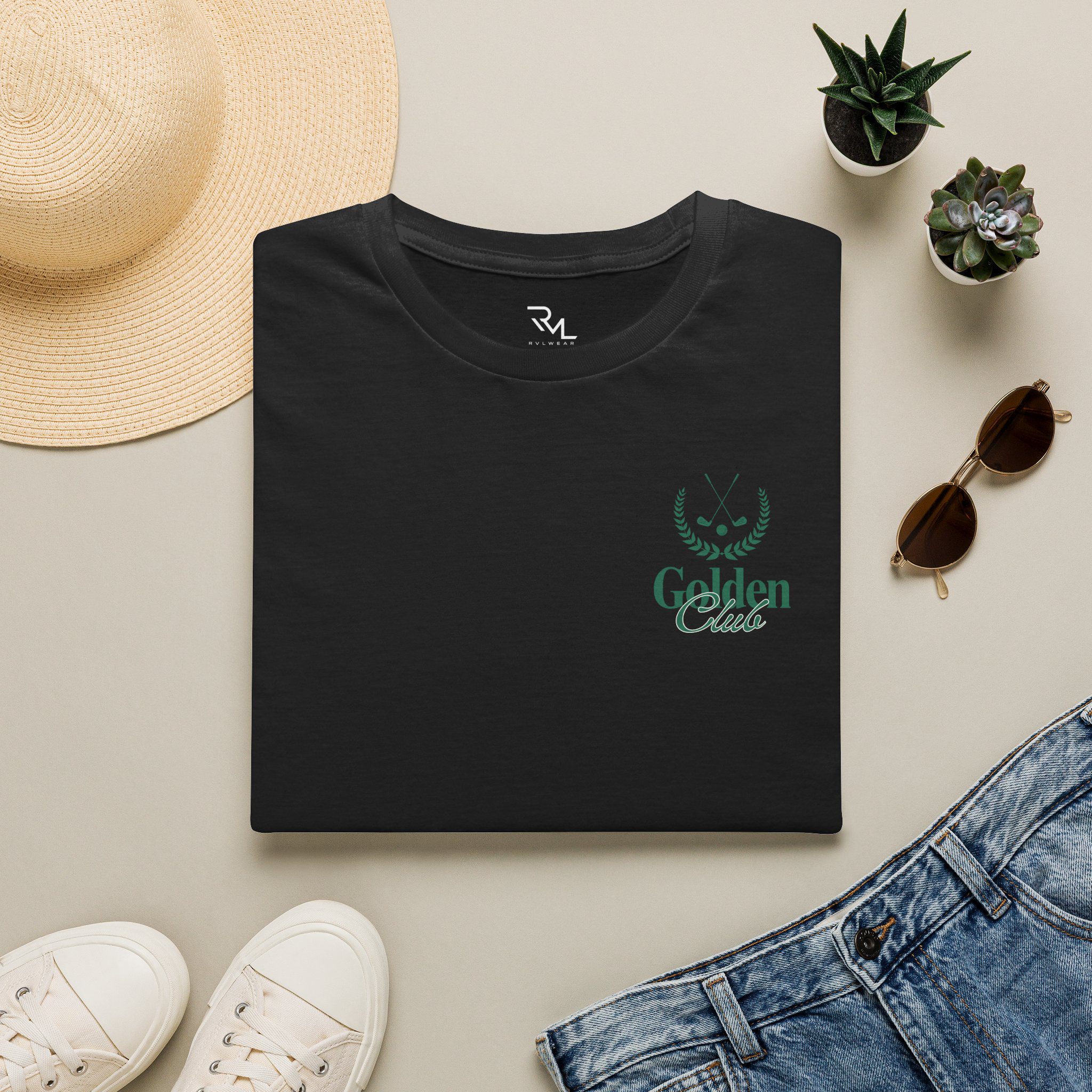 Golden Club T-Shirt — Minimal Leaf Logo Tee - Image 5