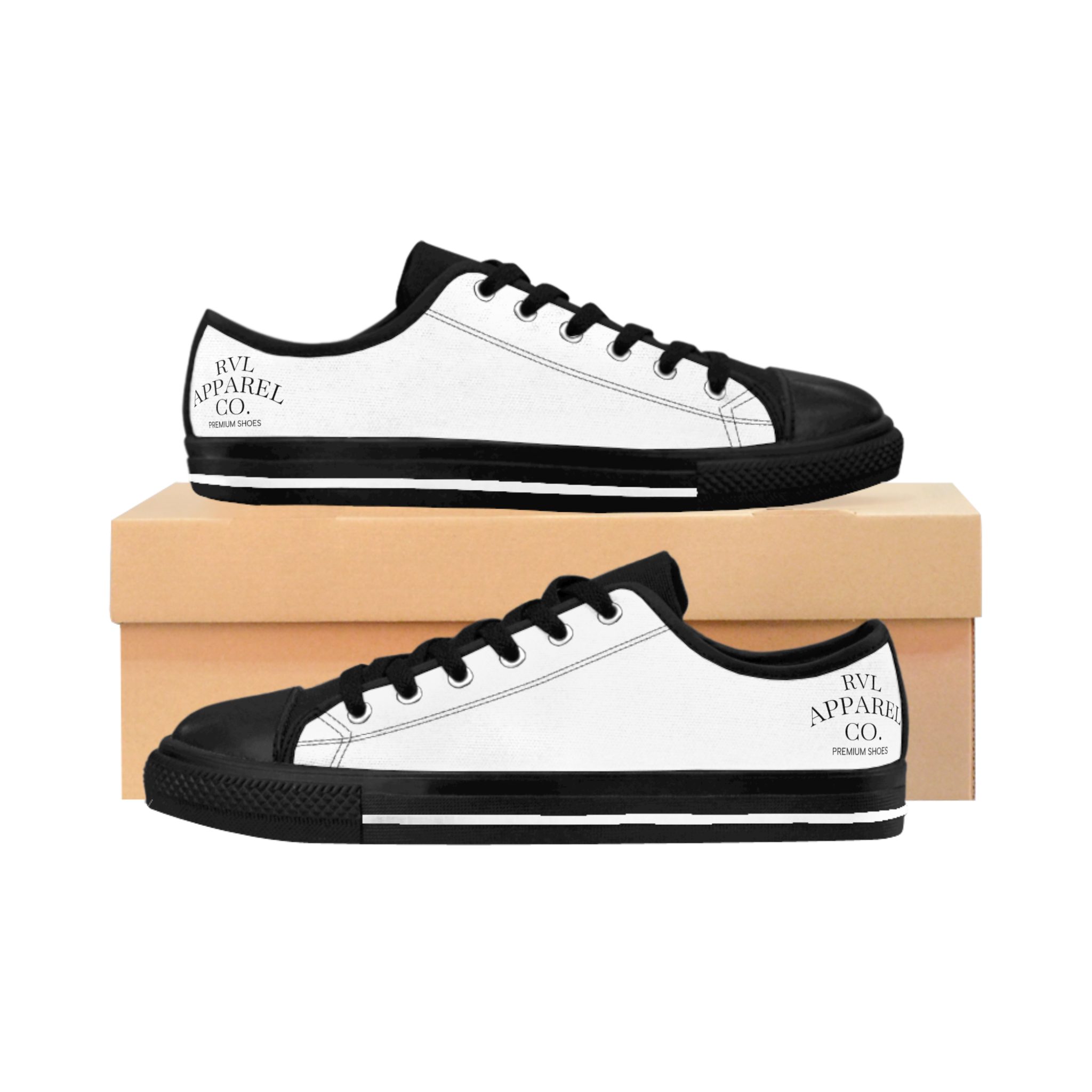 Classic Low-Top Sneakers — Black & White Canvas Trainers - Image 2