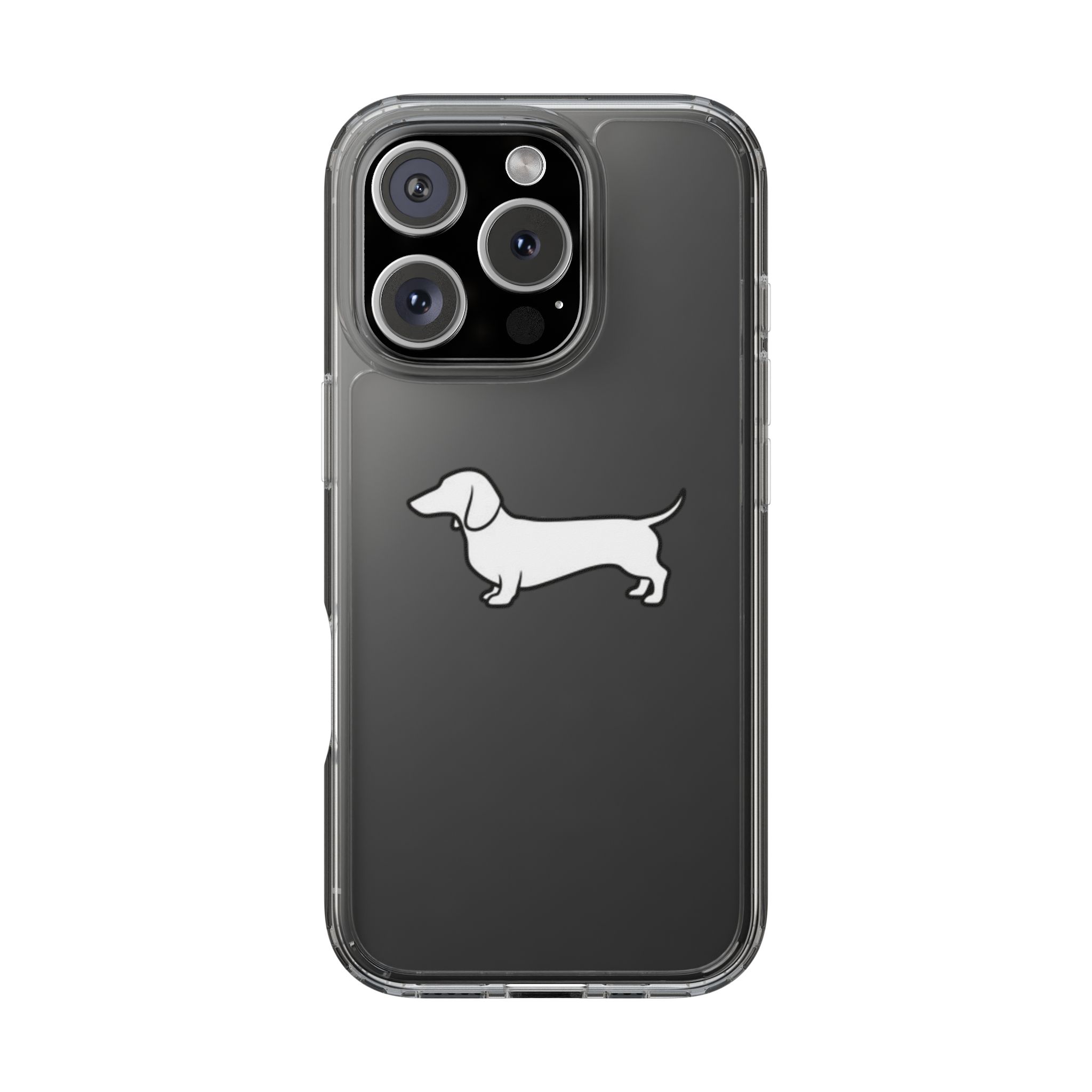 Clear Phone Case — Minimal White Teckel Dog Silhouette