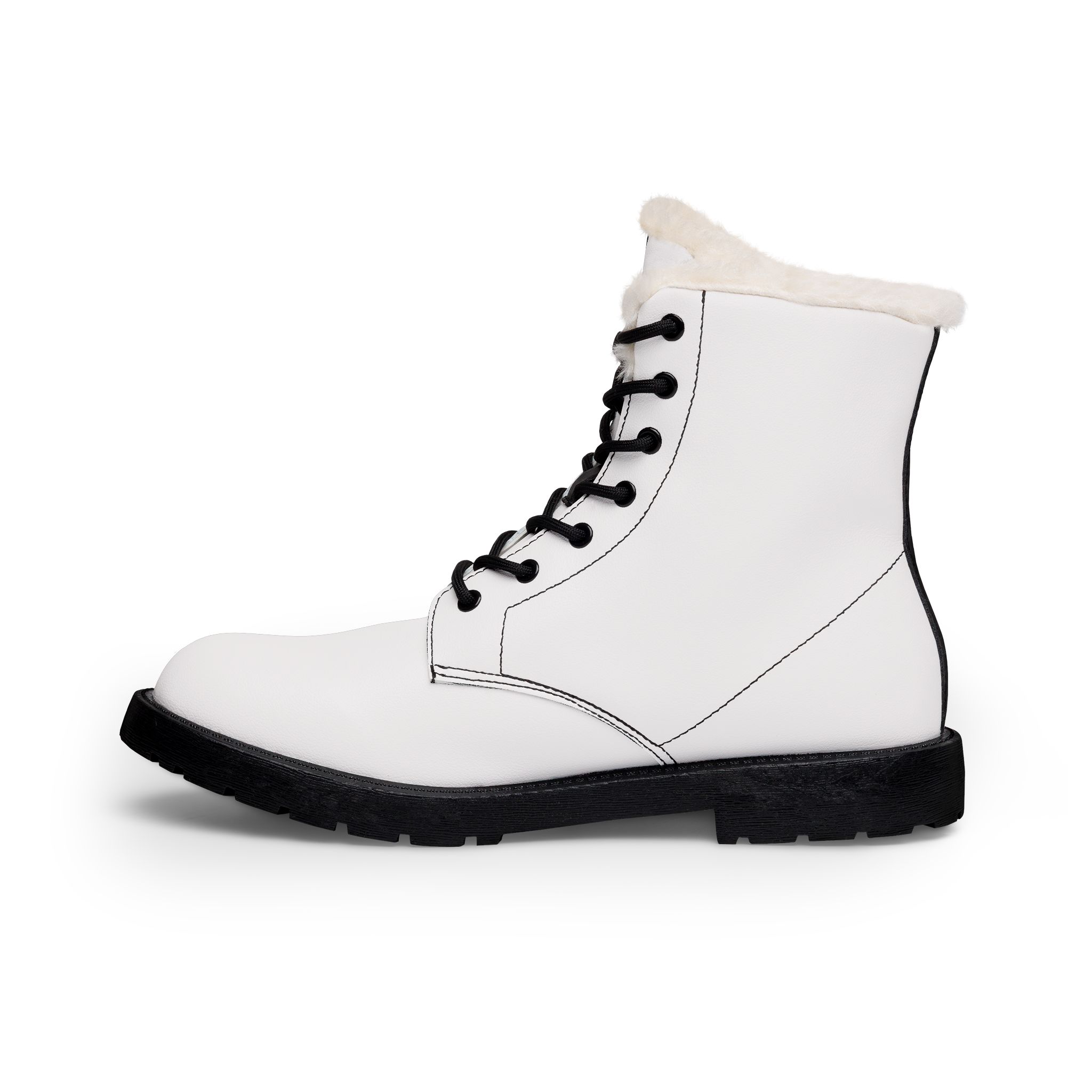 Men's Fur-Lined Leather Boots — White Winter Lace-Up Ankle Boots - Image 3
