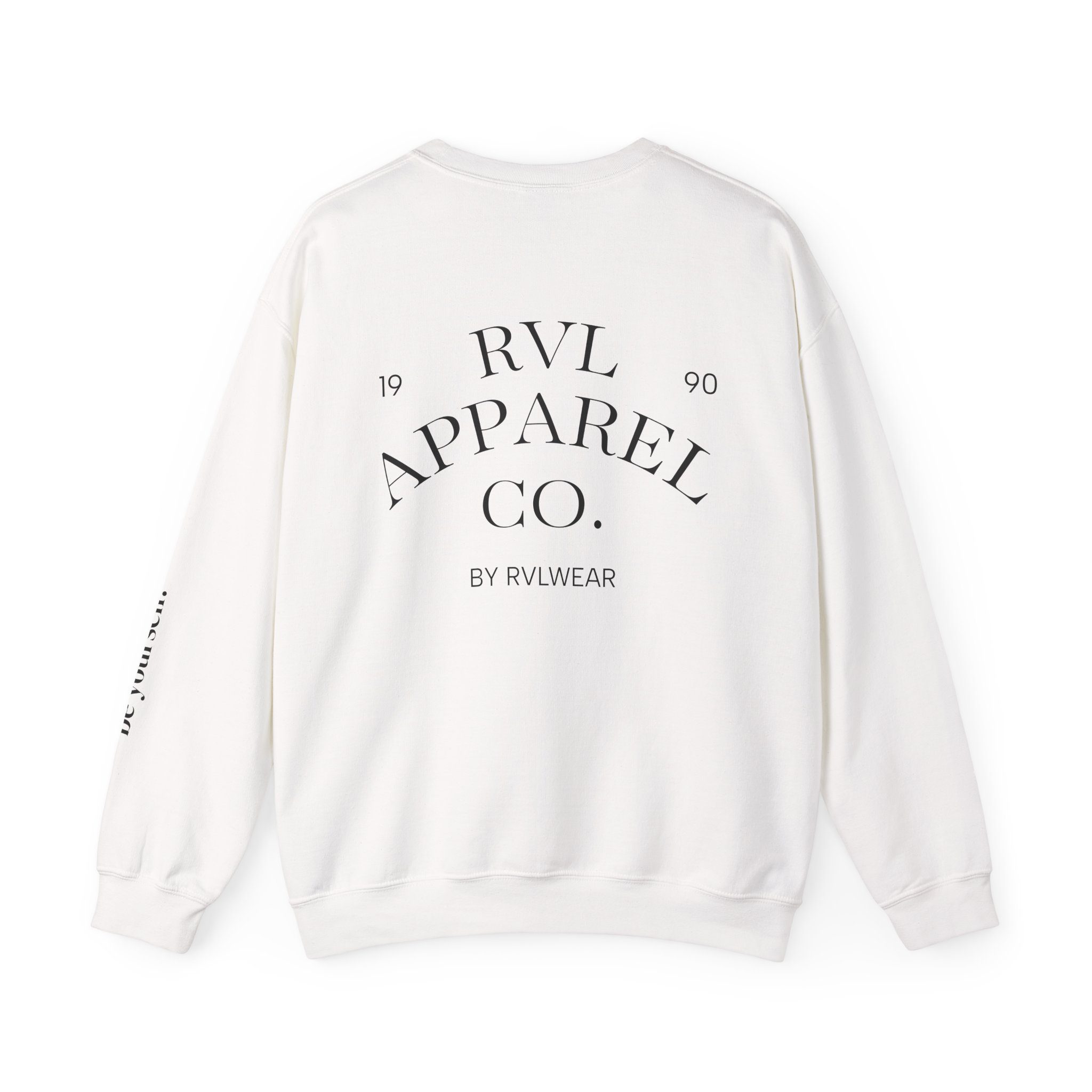 RVL Apparel Co. Crewneck Sweatshirt — Minimal Logo White Pullover - Image 2